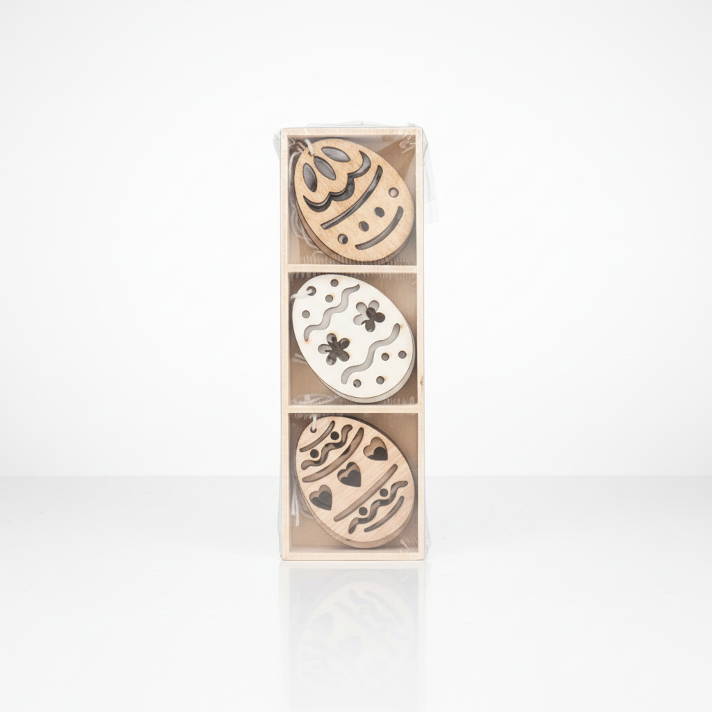 Vajíčka závěsná dřevo – 12 ks mix